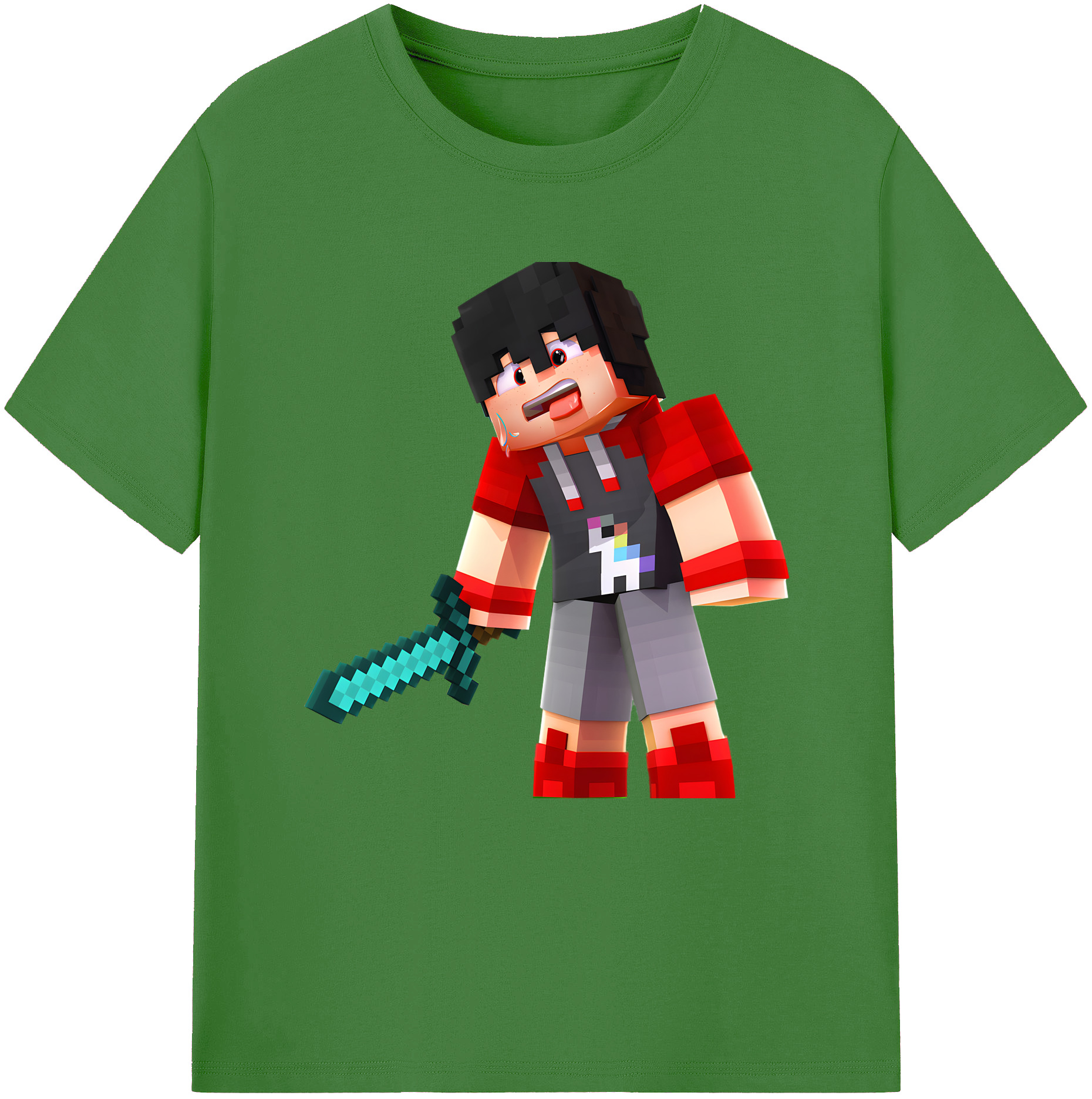 （画像用） マインクラフト ブロックの世界 Minecraft MC Block world レディースカジュアルプリントTシャツ（綿100％）